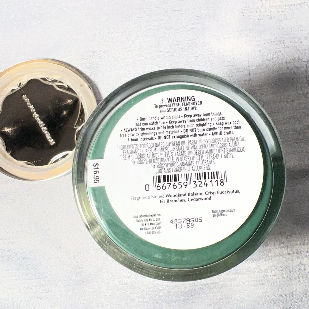Bath & Body Works Fresh Balsam Single Wick Candle 8oz Christmas Tree Green Fir